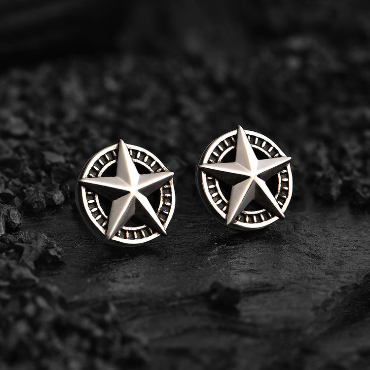 Sterling Silver Pentagram Stud Earrings
