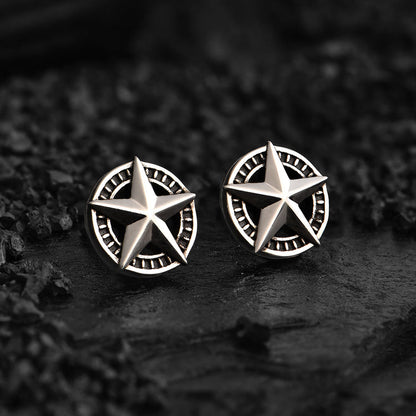 Sterling Silver Pentagram Stud Earrings