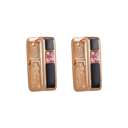 Rectangular Oil-dropping Metal Earrings