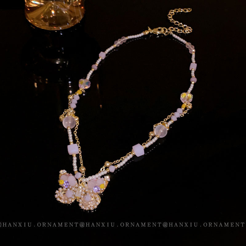 Love Pearl Sweet Butterfly Necklace