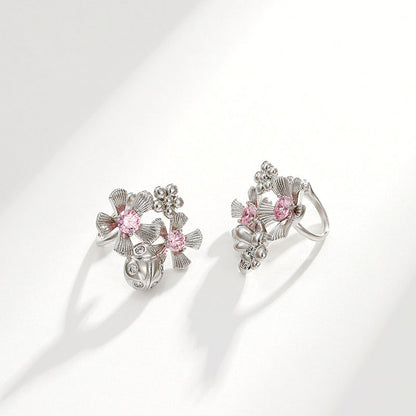 Daisy Ladybug Flower Pierced Ear Clip for Women