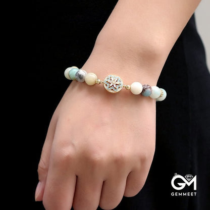 Simple Amazonite Handmade Ball Bead Bracelet