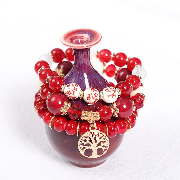 Boho Handmade Tree Of Life Crystal Bracelet Set