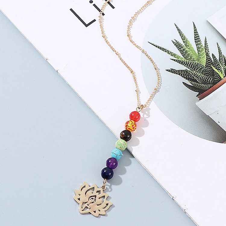 Chakra Lotus Flower Gemstone Necklace