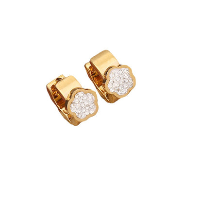 Stainless Steel Full of Zircon Drop Earrings