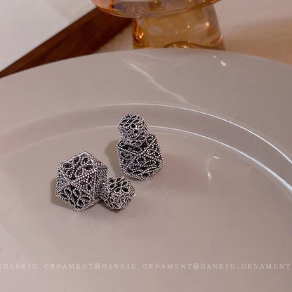 Silver Needle Flower Hollow Earrings