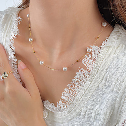 Temperament Pearl Titanium Steel Necklace