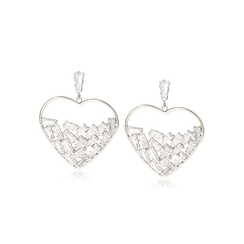 Micro Inlaid Zirconium Heart Earrings Women