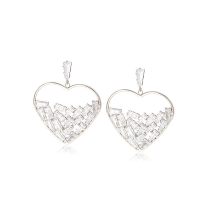 Micro Inlaid Zirconium Heart Earrings Women
