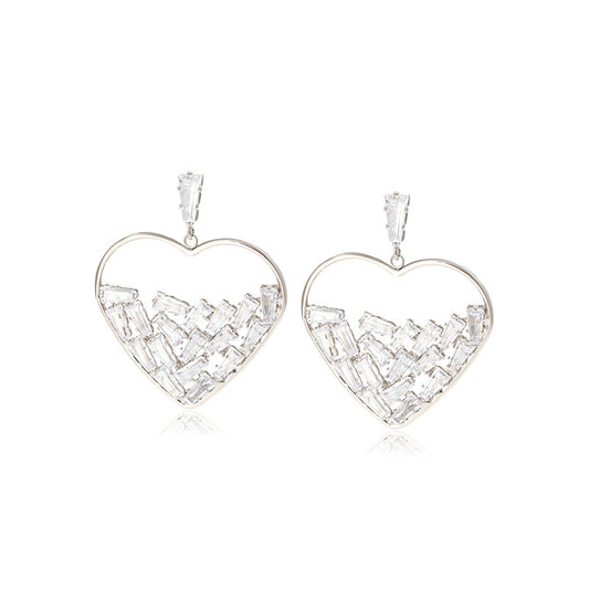 Micro Inlaid Zirconium Heart Earrings Women