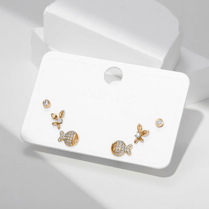 Three Pairs of Retro Style Small Fresh Earrings