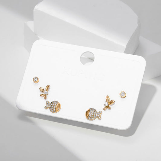 Three Pairs of Retro Style Small Fresh Earrings