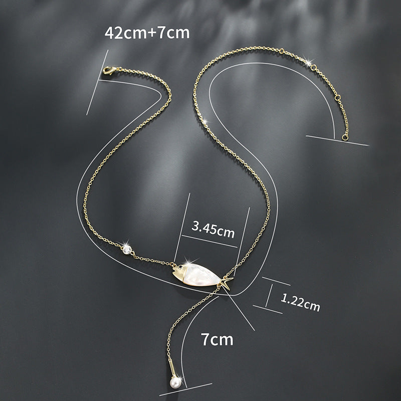 Mother-of-pearl Earrings and Necklace Set Light Luxury Niche Design High