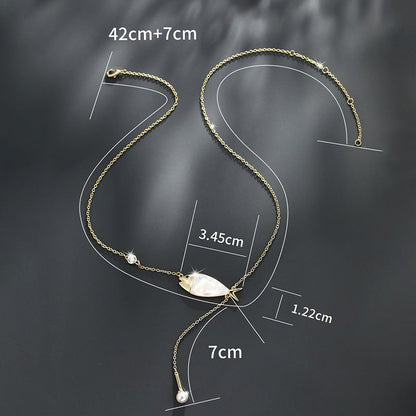 Mother-of-pearl Earrings and Necklace Set Light Luxury Niche Design High