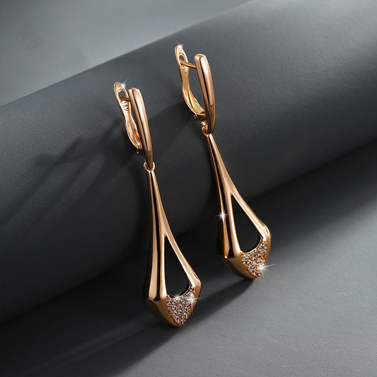 Luxurious Long Zircon Earrings