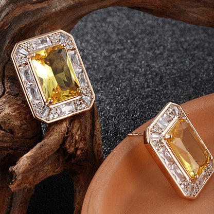 Square Artificial Stone Vintage Earrings