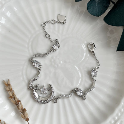 Zircon Star Moon Silver Bracelet
