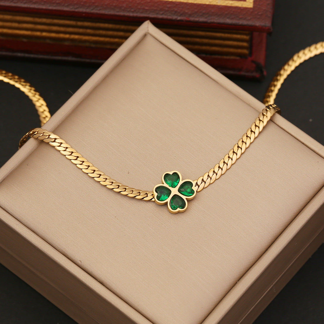 Green Stainless Steel N1055 Clavicle Necklace