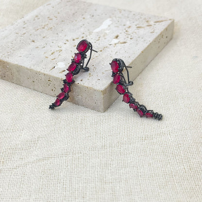 Irregular Oval Shape Pink Zircon Earrings