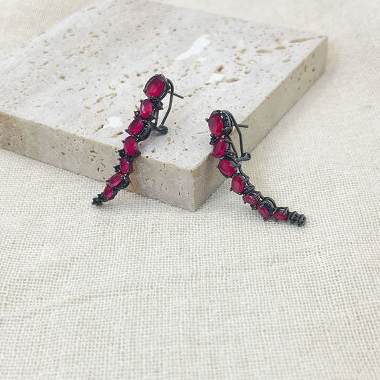 Irregular Oval Shape Pink Zircon Earrings