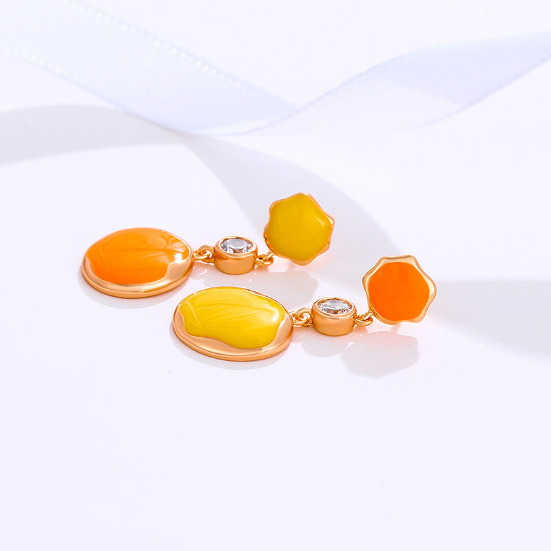 Irregular Earrings for Women Alloy Gold-plated Retro Glaze Earrings