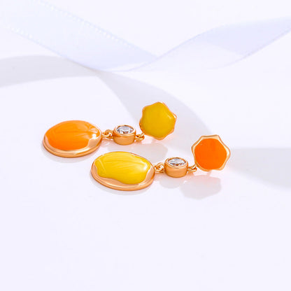 Irregular Earrings for Women Alloy Gold-plated Retro Glaze Earrings