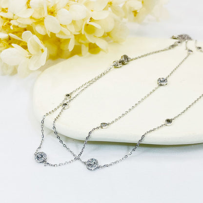 Dot Petal White Zircon Necklace