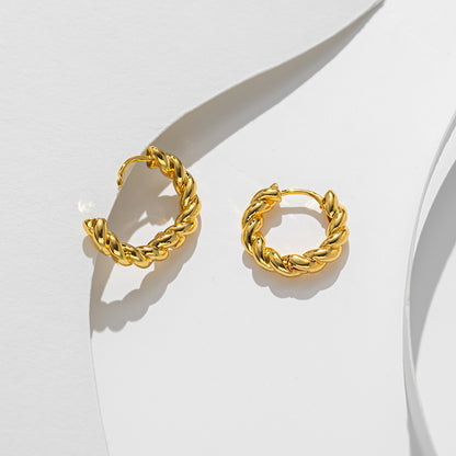 Stylish Vintage Titanium Steel Hemp Wreath Simple Matching Earrings