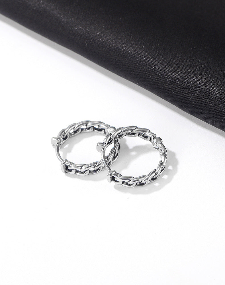 Stainless Steel Chain Hoop Earrings