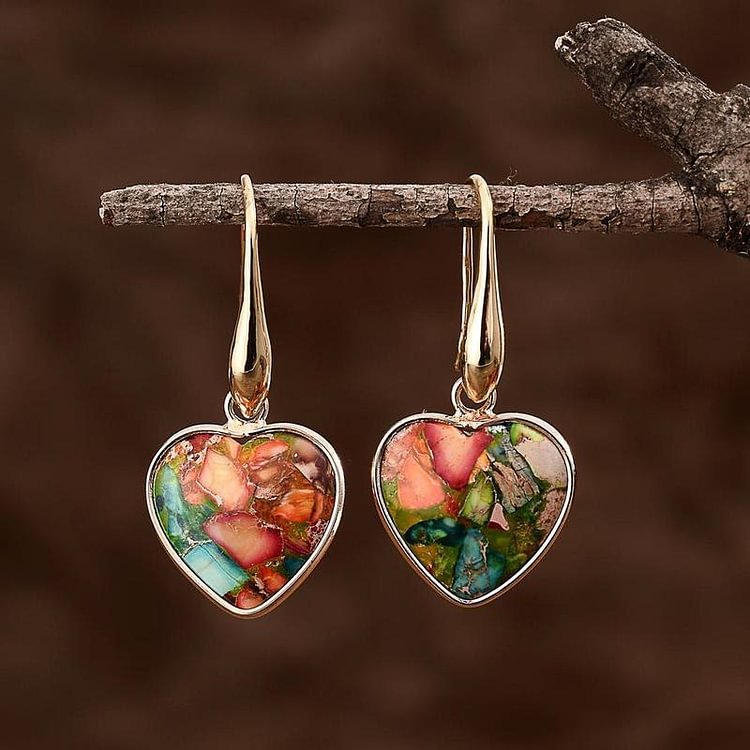 Oyster Turquoise Heart Shape Pendant Earrings