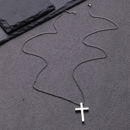 Titanium Steel Simple Cross Necklace for Men