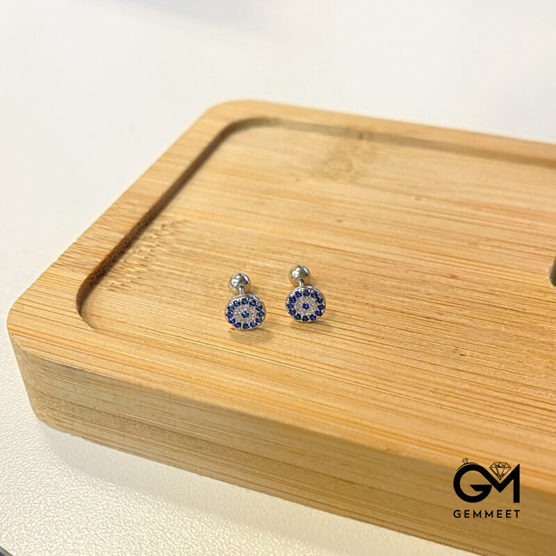 S925 Sterling Silver Screw To Fasten Round Stud Earrings