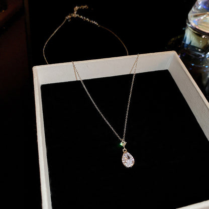 Titanium Steel Zircon Water Drop Necklace