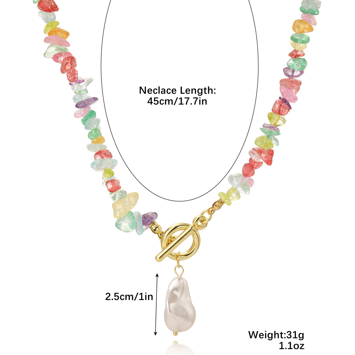 Fresh Color Irregular Full Stones Link Necklace
