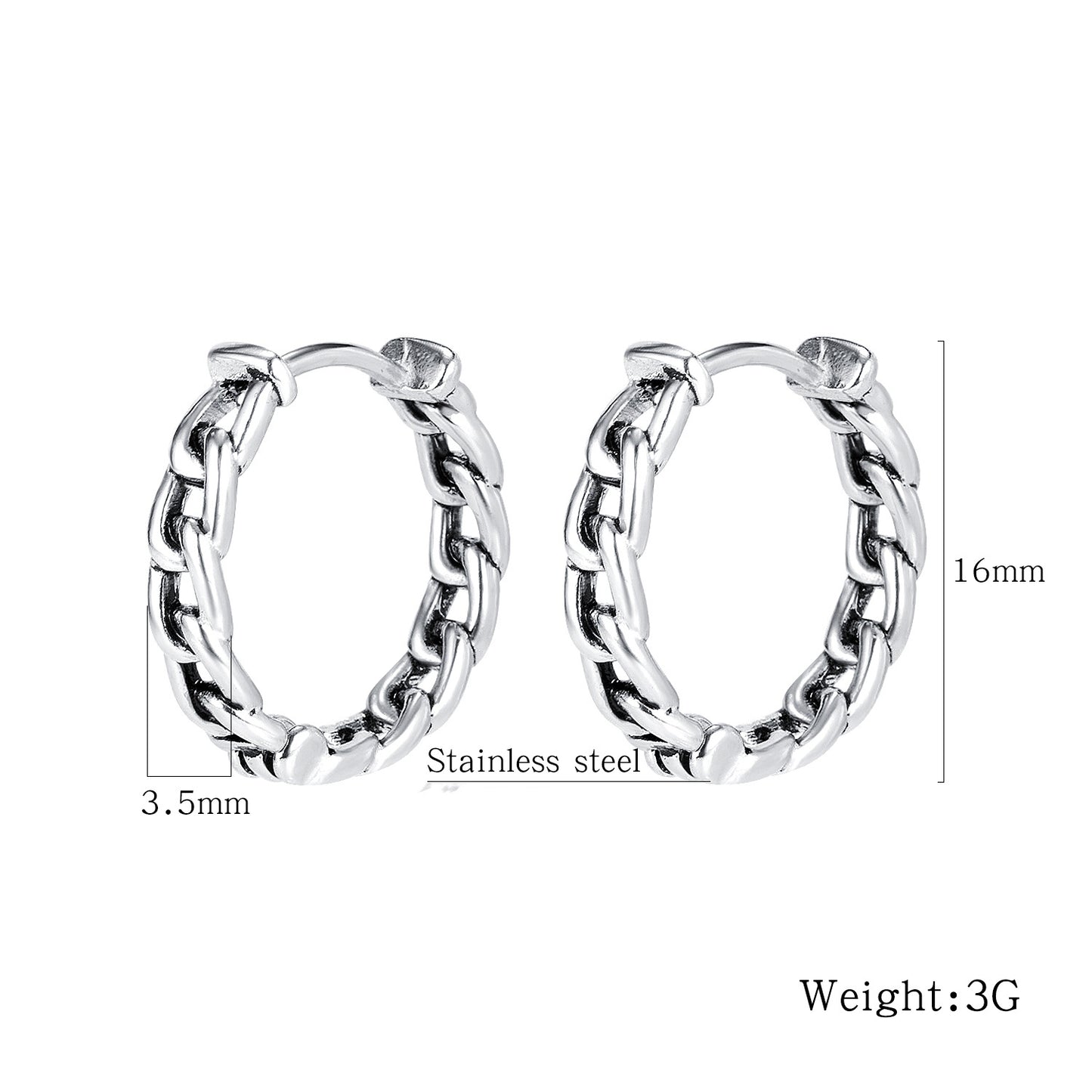 Stainless Steel Chain Hoop Earrings