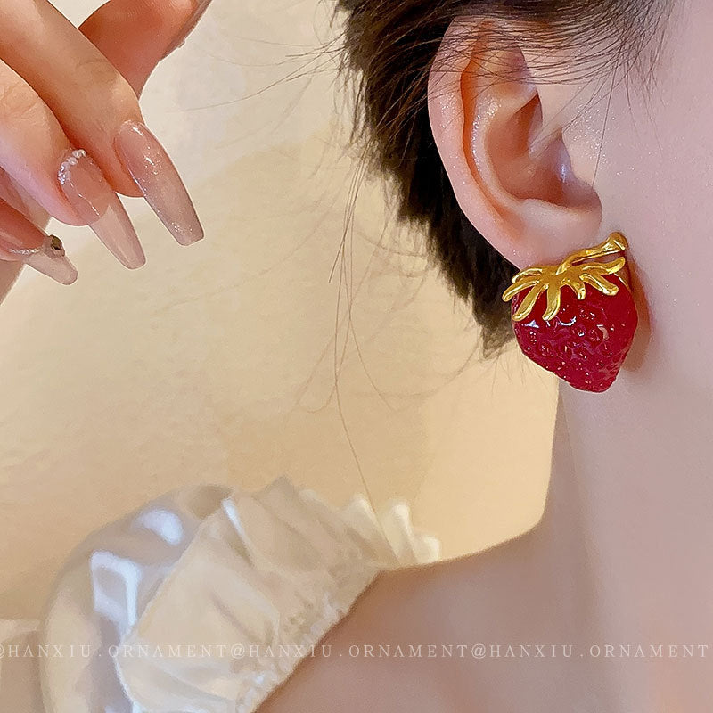 Silver Needle Medieval Strawberry Earrings