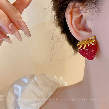 Silver Needle Medieval Strawberry Earrings