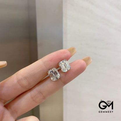 S925 Sterling Silver Four-prong Zircon Cut Earrings