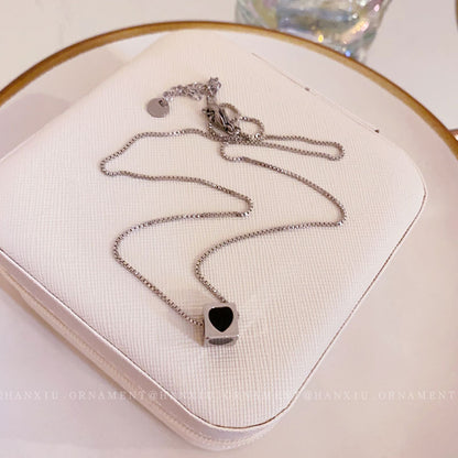 Drop Oil Heart Square Necklace