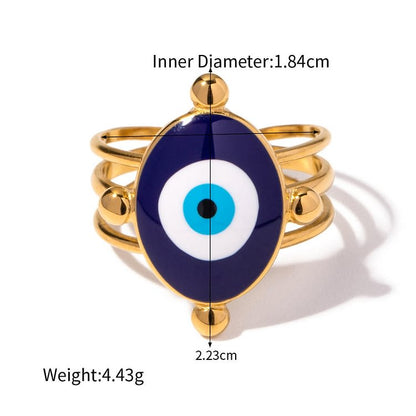 Various Evil Eye Glue Golden Adjustable Rings