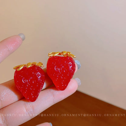 Silver Needle Medieval Strawberry Earrings