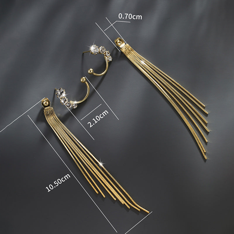 Two-Wear Snake Bone Chain Tassel Earrings