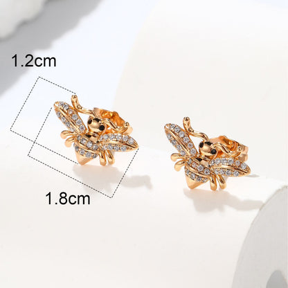 Light Luxury Fashionable Zircon Bee Earrings for Women