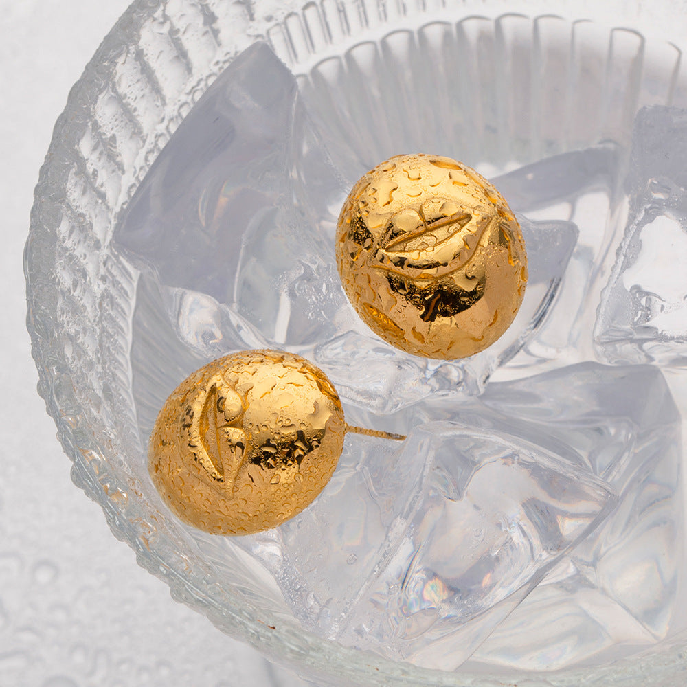 Titanium Steel Gold-plated Lip Oval Earrings