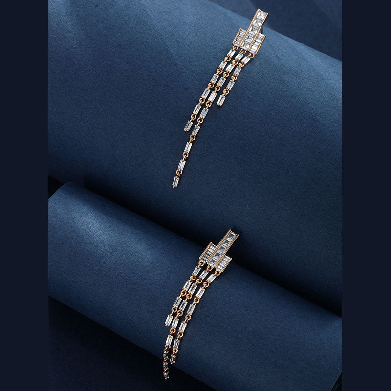 Luxurious Earrings Full of Zircon Three-layer Fringe