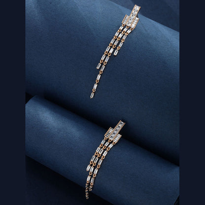 Luxurious Earrings Full of Zircon Three-layer Fringe