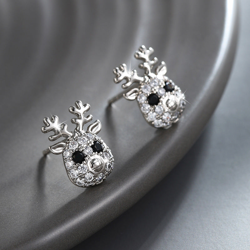 Cute Deer Inlaid Zircon Earrings