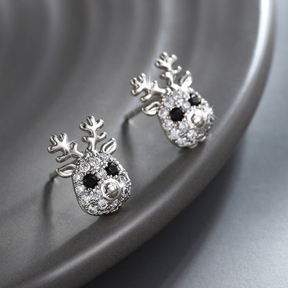 Cute Deer Inlaid Zircon Earrings