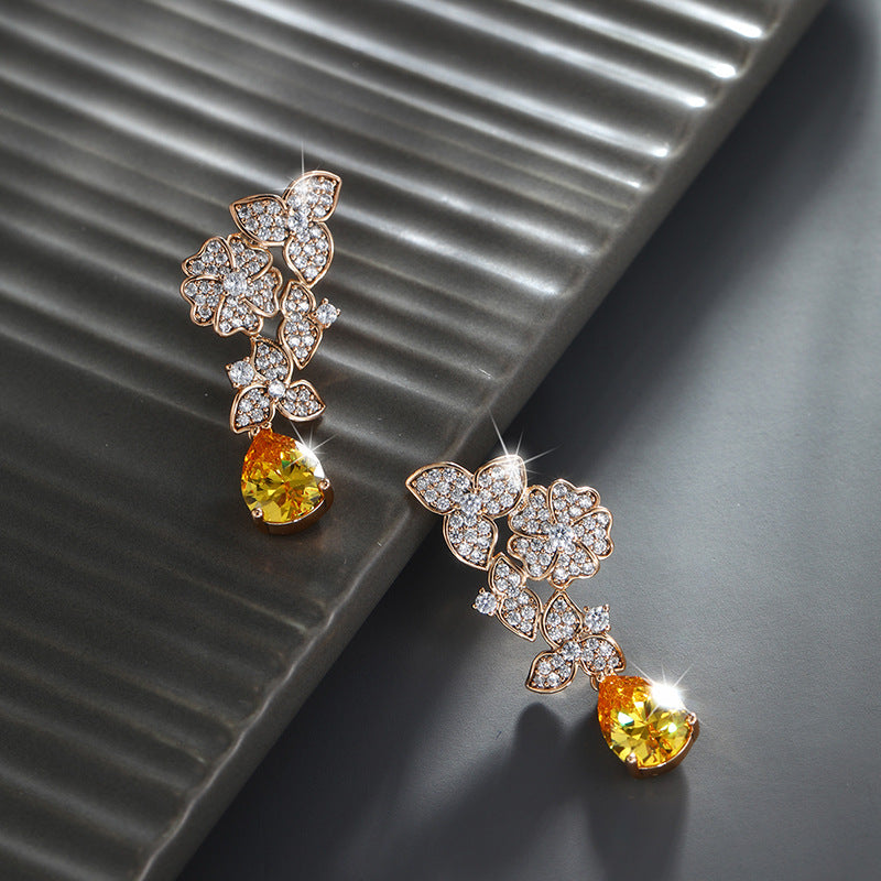 Vintage Botanical Flower Drop Earrings