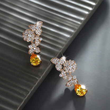 Vintage Botanical Flower Drop Earrings